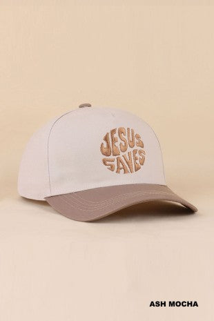 Jesus Saves Ash Mocha Two Tone Canvas Cotton Cap