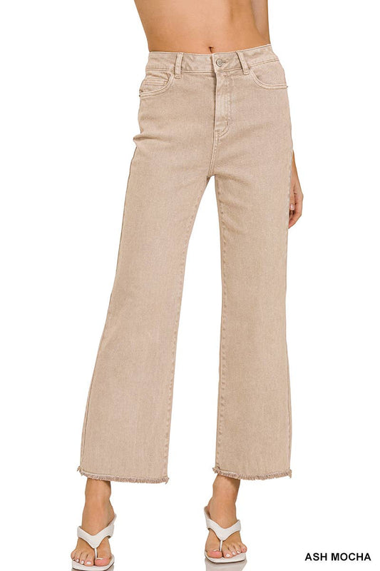Ash Mocha Acid Washed High Waist Pants