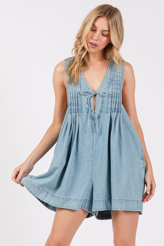 Light Denim Washed Romper