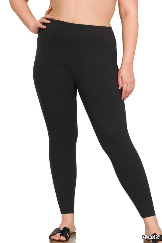 Zenana Black Microfiber Soft Waistband Full Length Leggings
