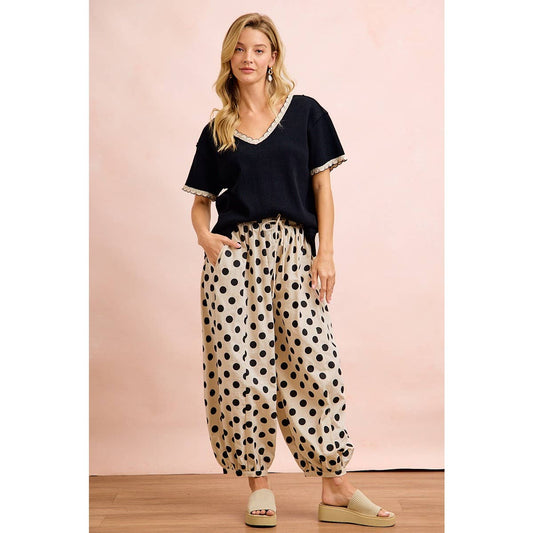 Black & Cream Polka Dot Balloon Pants