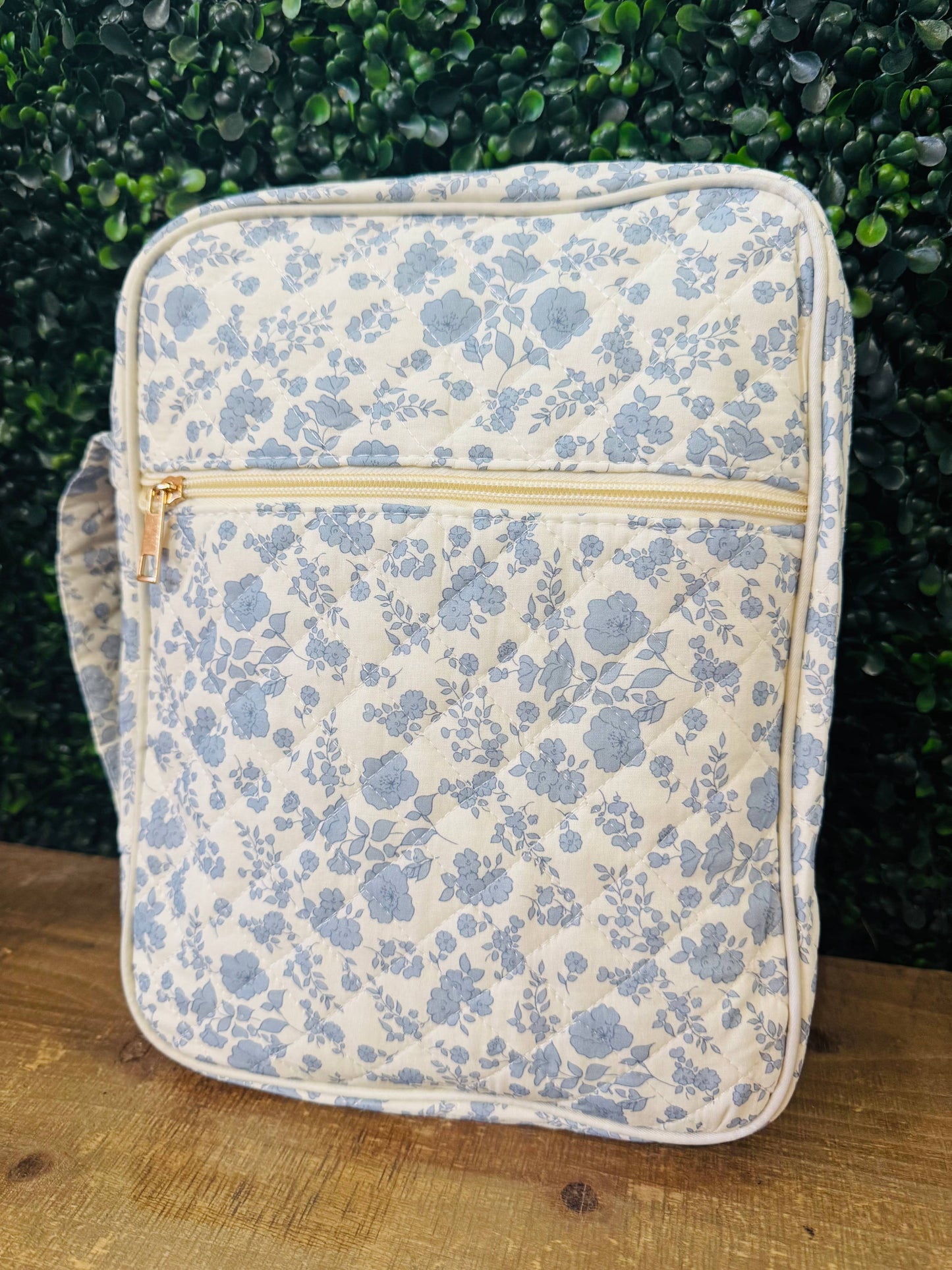 Blue & White Floral Quilted Bible Cover