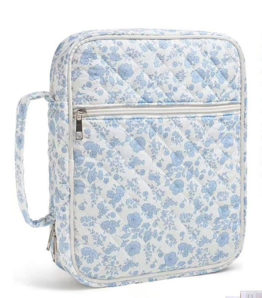 Blue & White Floral Quilted Bible Cover