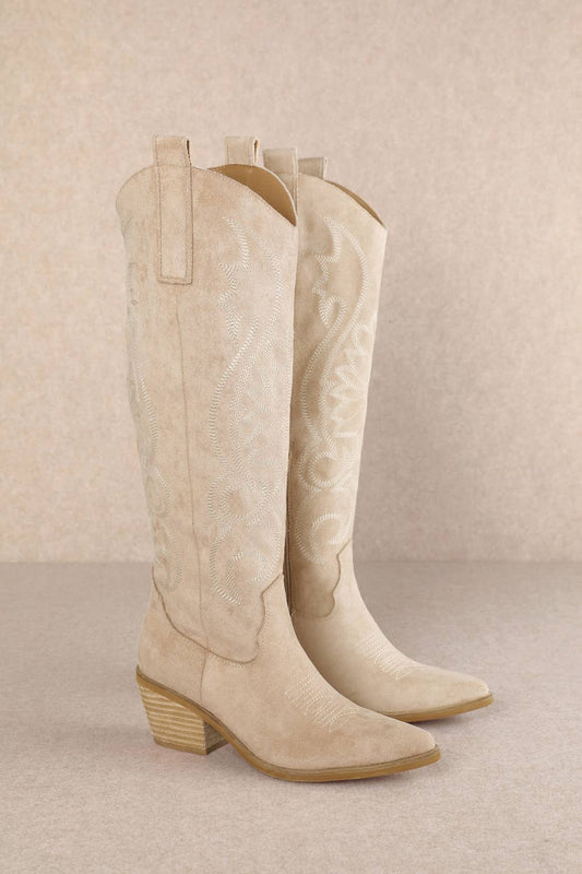 Embroidered Pointed Toe Western Tall Boots