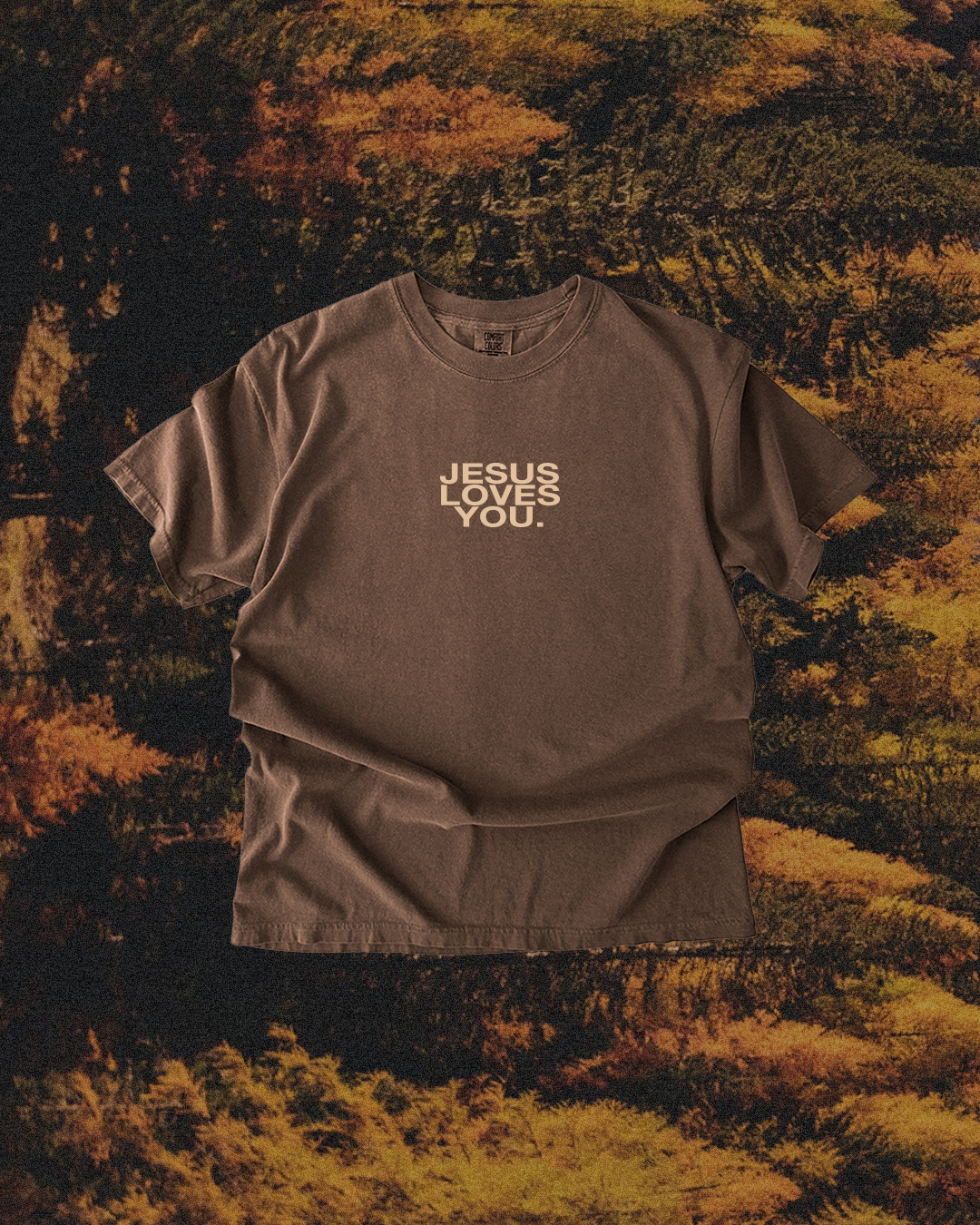 Comfort Colors Jesus Loves You Logo Tee Espresso