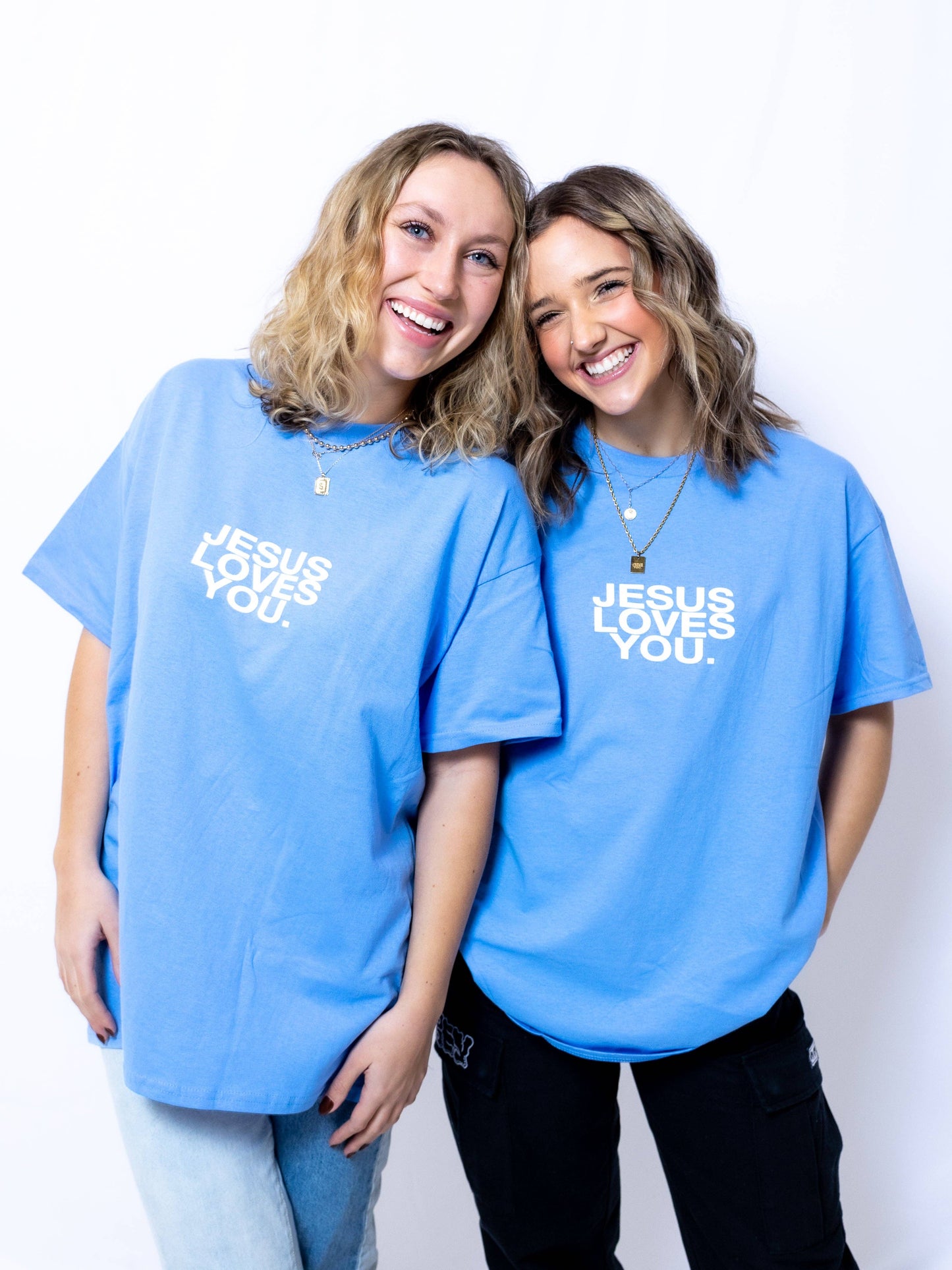 University Blue Jesus Loves You Logo Tee