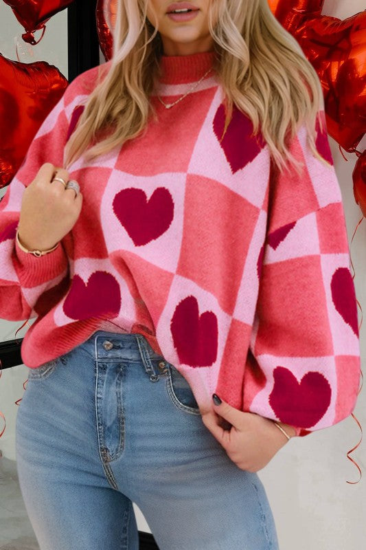 Pink/Red Heart Sweater