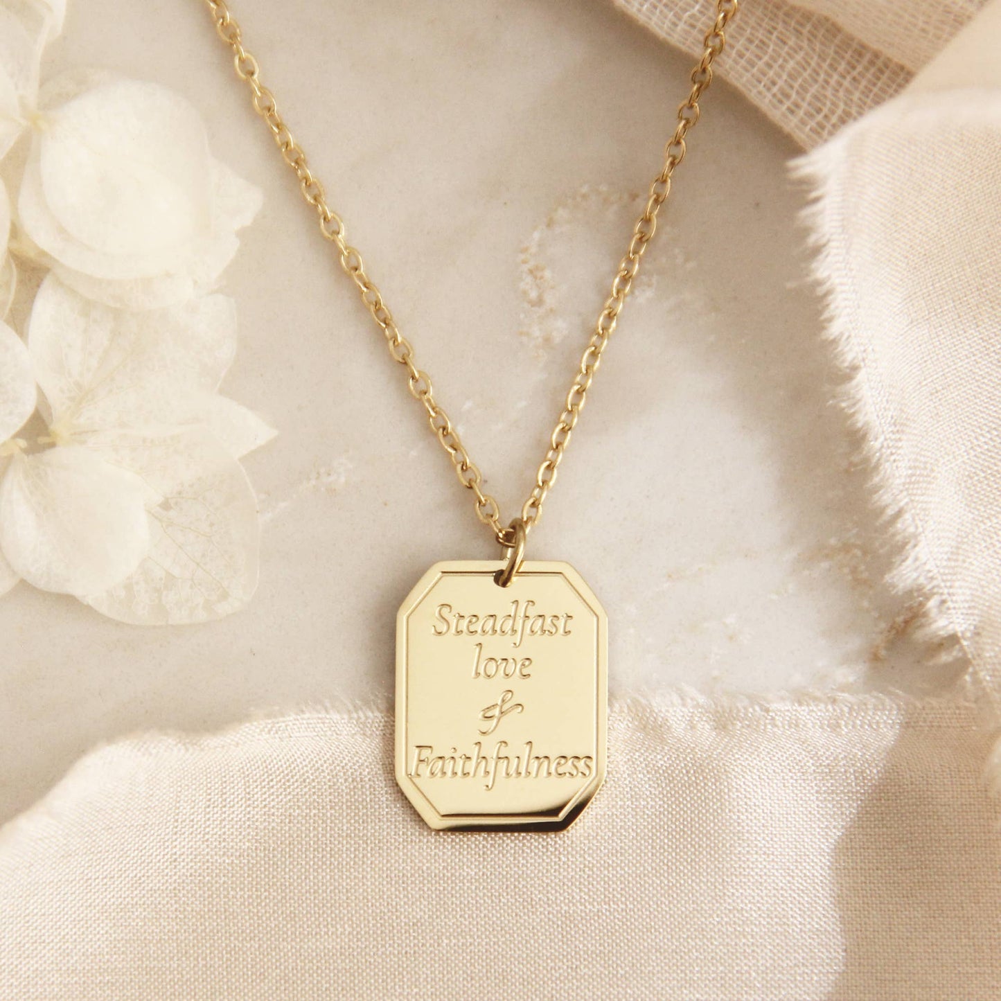 Proverbs 3:3 Steadfast Love Faithfulness Necklace (Yellow Gold)