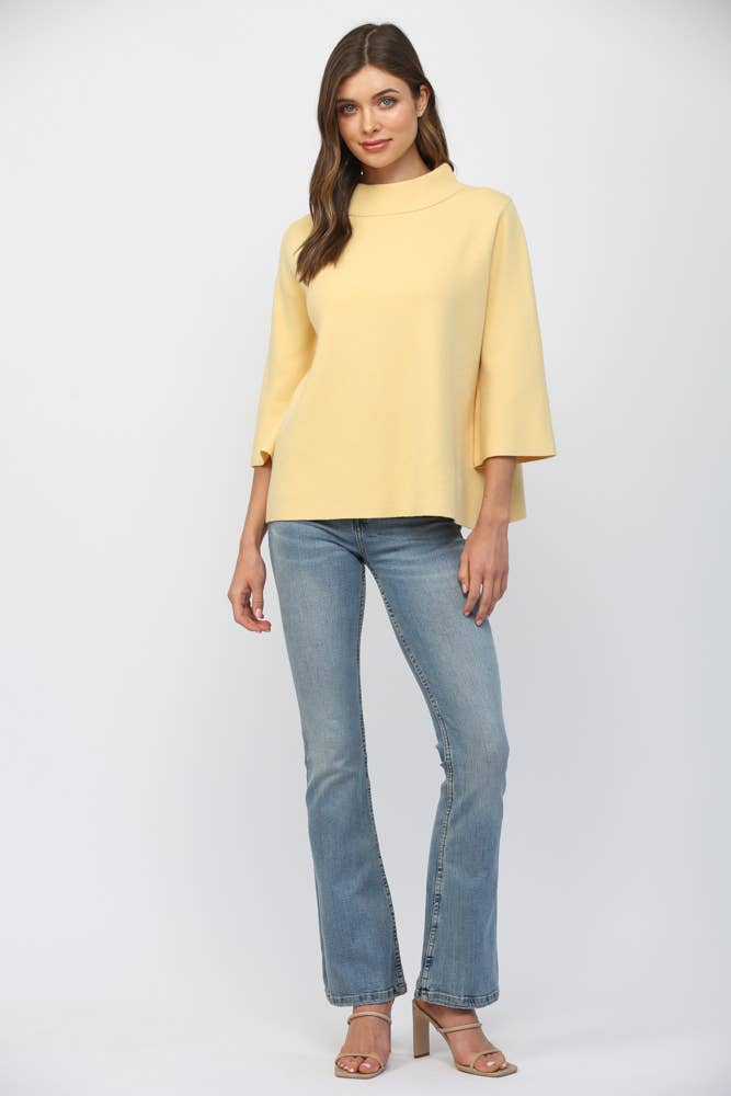 Butter Yellow Mock Neck Sweater