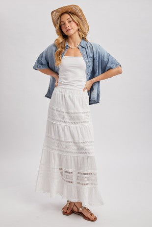 Bluivy Light Wash Denim Boxy Short Sleeve Button-Down Top