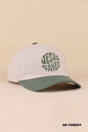 Jesus Saves Forrest Green Two-Tone Cotton Cap
