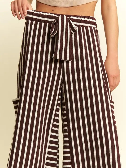 Brown Stripe Wide Leg Pants
