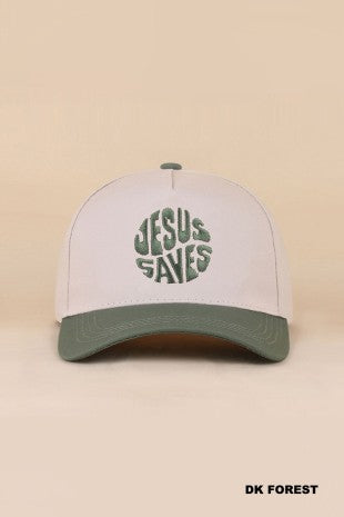 Jesus Saves Forrest Green Two-Tone Cotton Cap