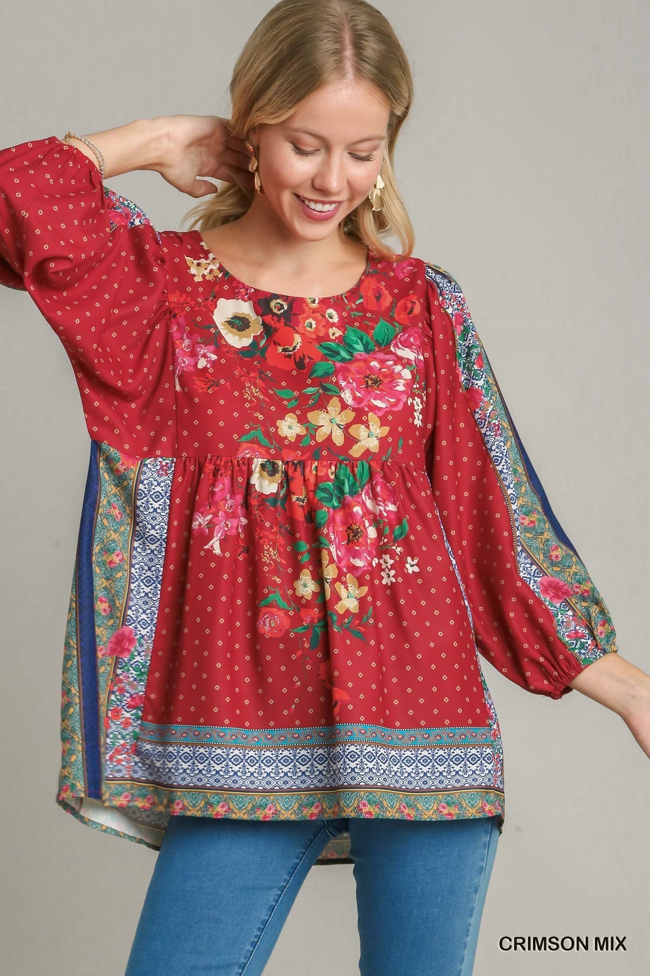 Umgee Floral Mix Boho Top