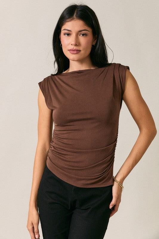 Chocolate Luxe Ruched Modal Top