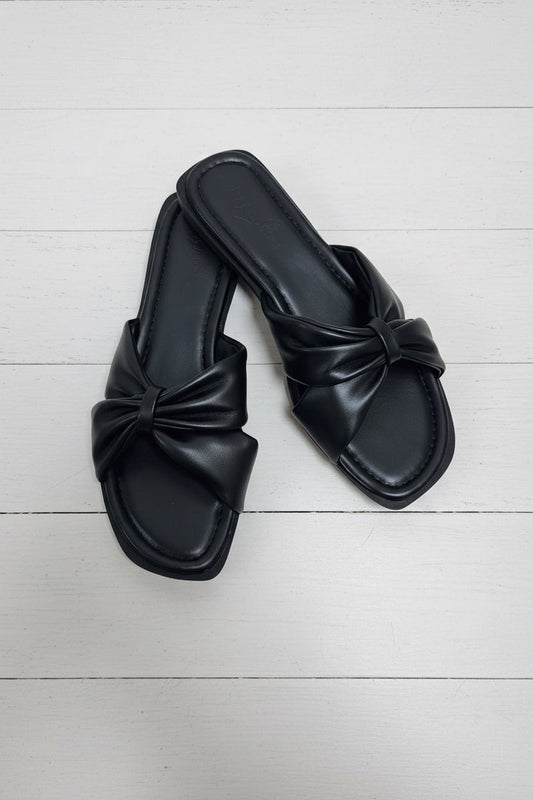 Naked Feet Black Knotted Detail Slip on Sandal