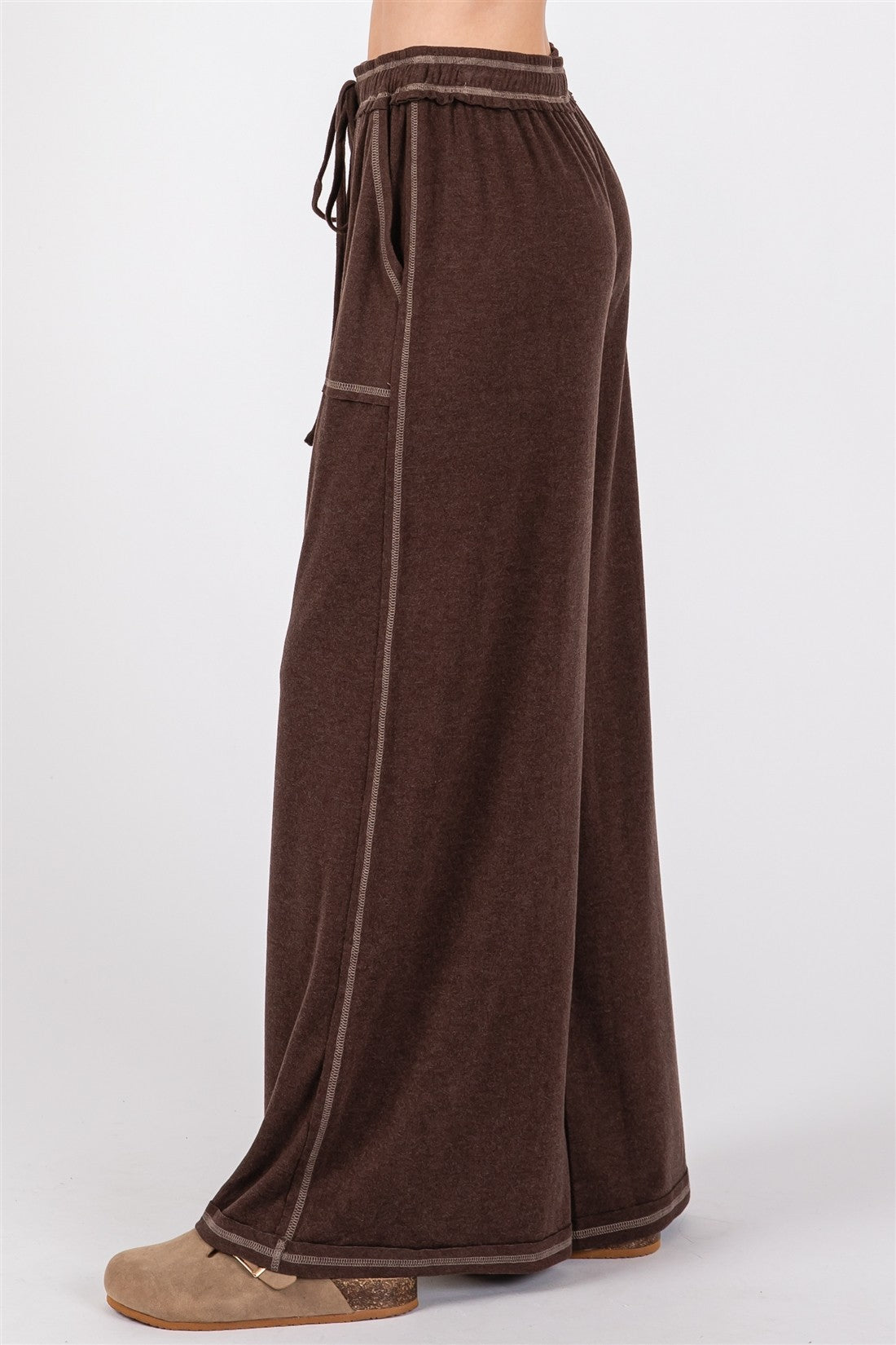 Chocolate Brown Contrast Stitch Lounge Pants