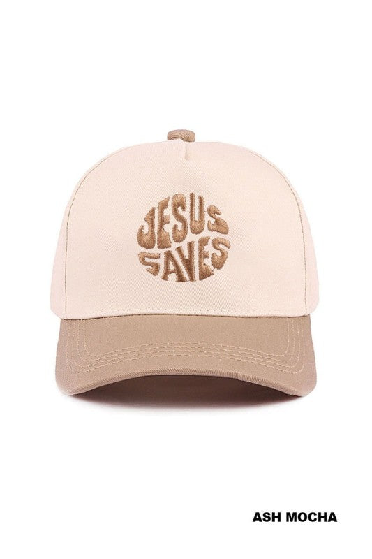 Jesus Saves Ash Mocha Two Tone Canvas Cotton Cap