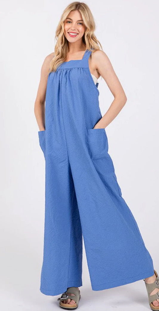 Blue Wide-Leg Jumpsuit