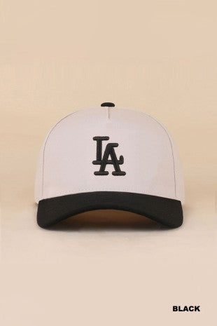 LA City Logo Two Tone Canvas Cotton Cap Black