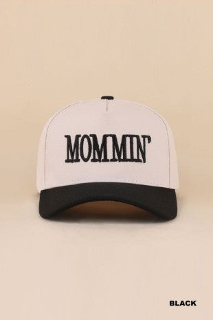 Mommin' Two Tone Canvas Cotton Cap Black