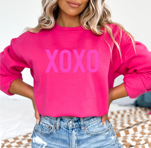 Pink Embossed Puff XOXO Valentine Sweatshirt