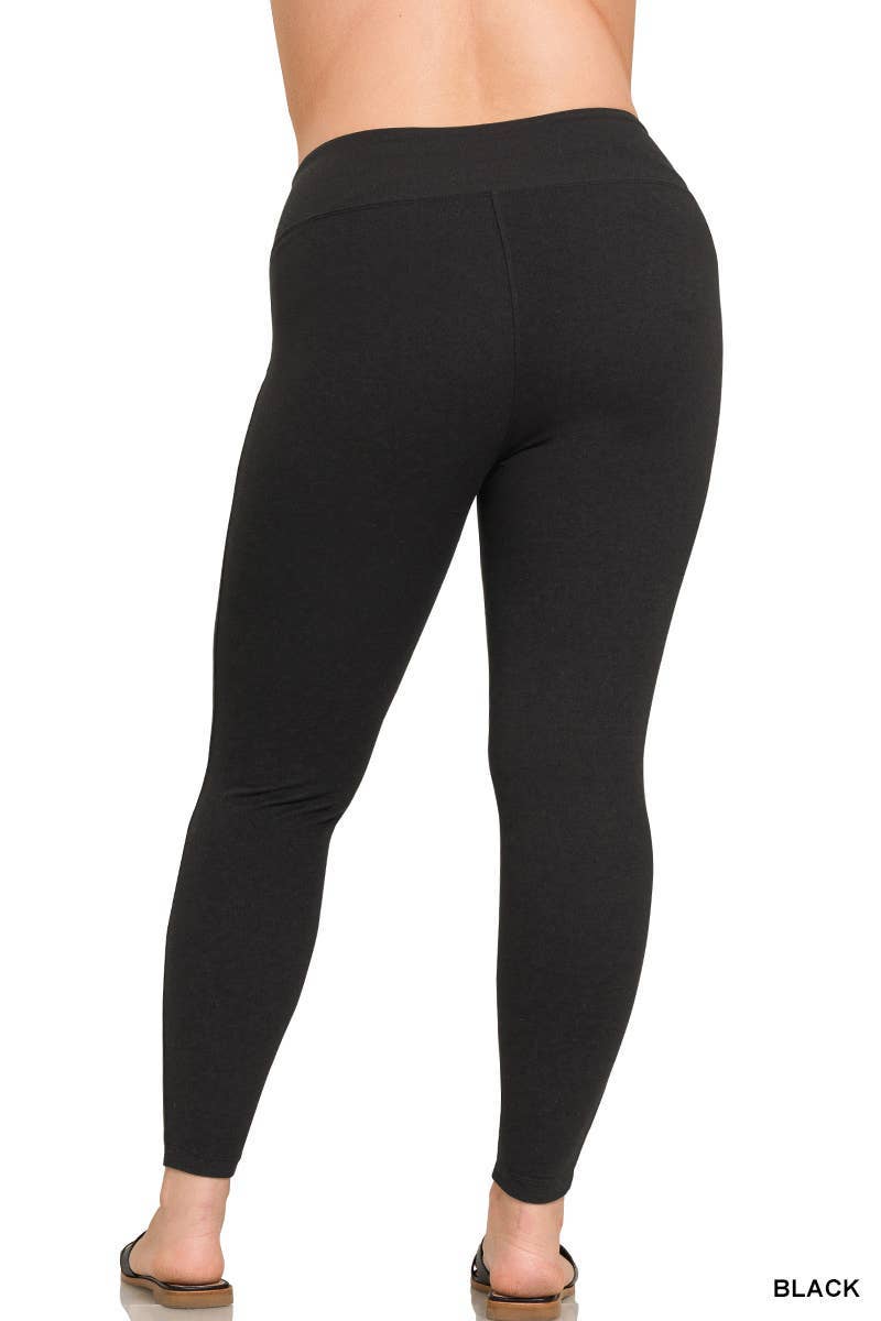 Zenana Black Microfiber Soft Waistband Full Length Leggings