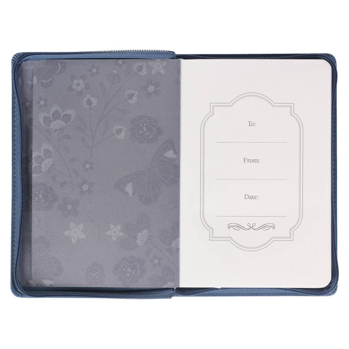 Be Still Floral Embroidered Blue Faux Leather Classic Journal