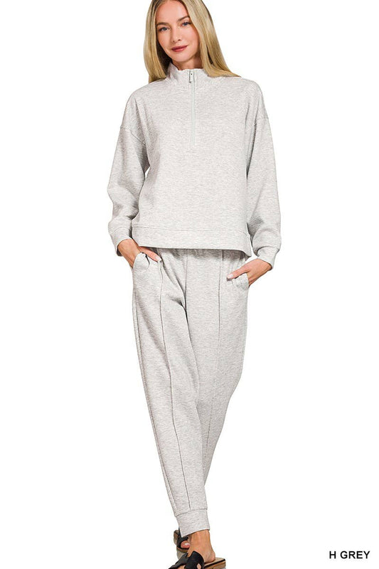Heather Gray  Scuba Half Zip Pullover And Jogger Set