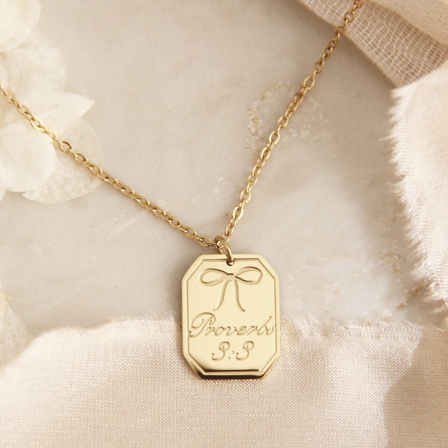 Proverbs 3:3 Steadfast Love Faithfulness Necklace (Yellow Gold)