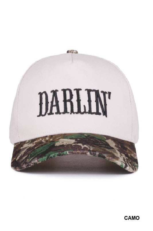 Darlin' Camo Embroidered Two-tone Canvas Cotton Cap