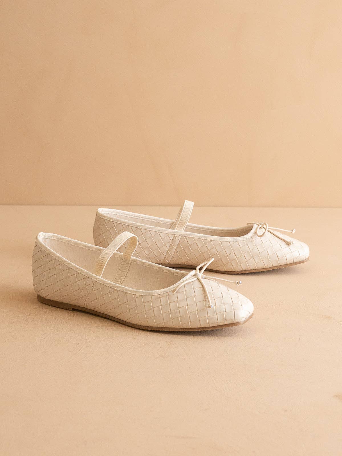 Beige Woven Ballet Flat
