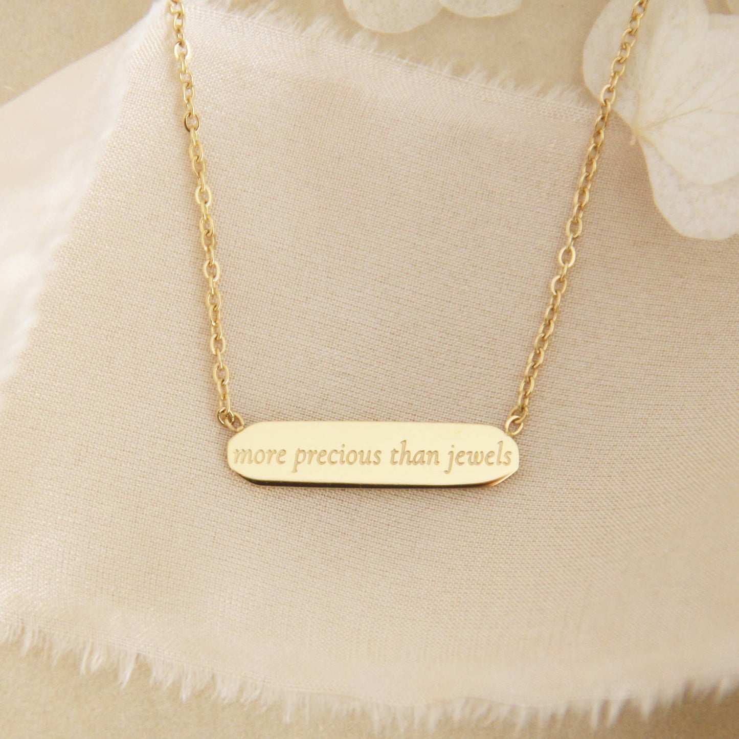 Proverbs 31 More Precious Than Jewels Necklace (Yellow Gold)