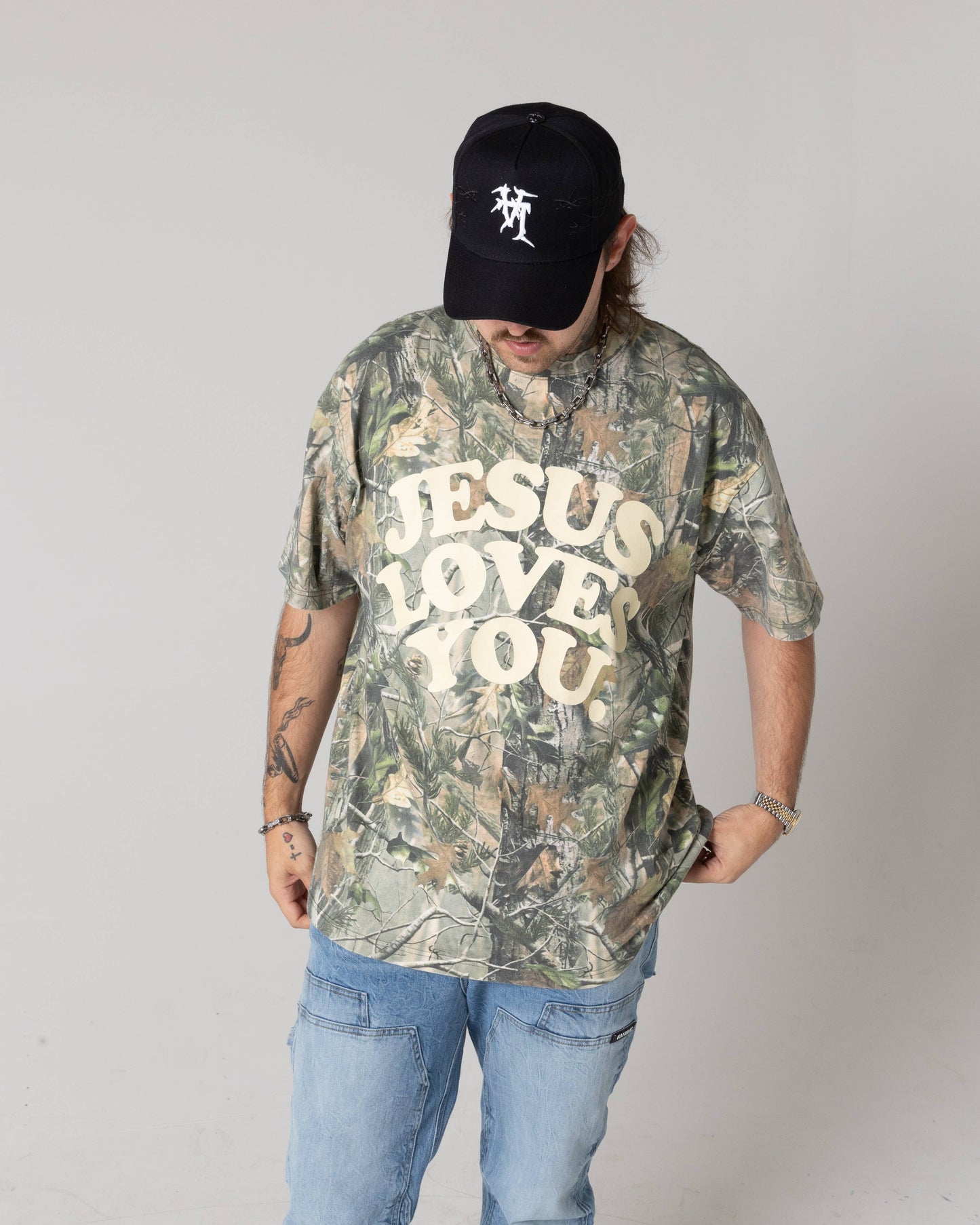 LMTD||Jesus Loves You || Heavyweight Camo Tee || Oversized: L