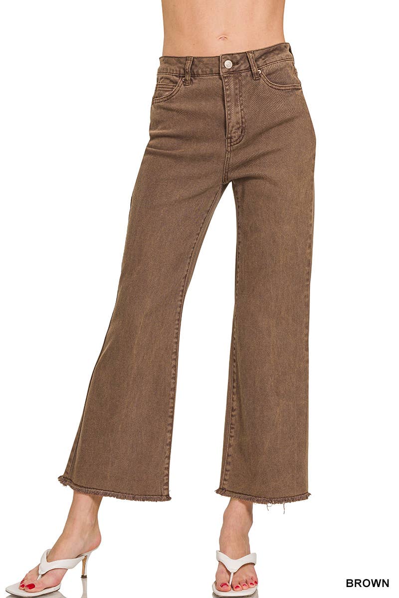Brown Acid Washed High Waist Pants
