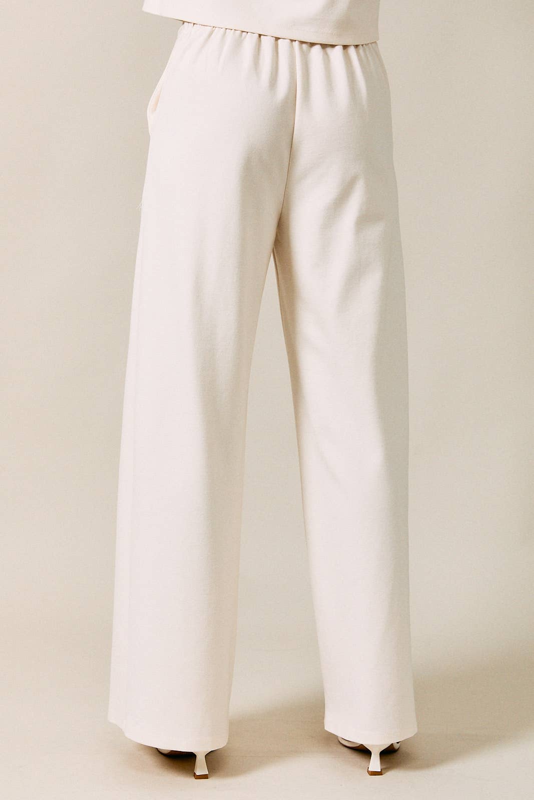 Cream High Waist Wide Leg Pants