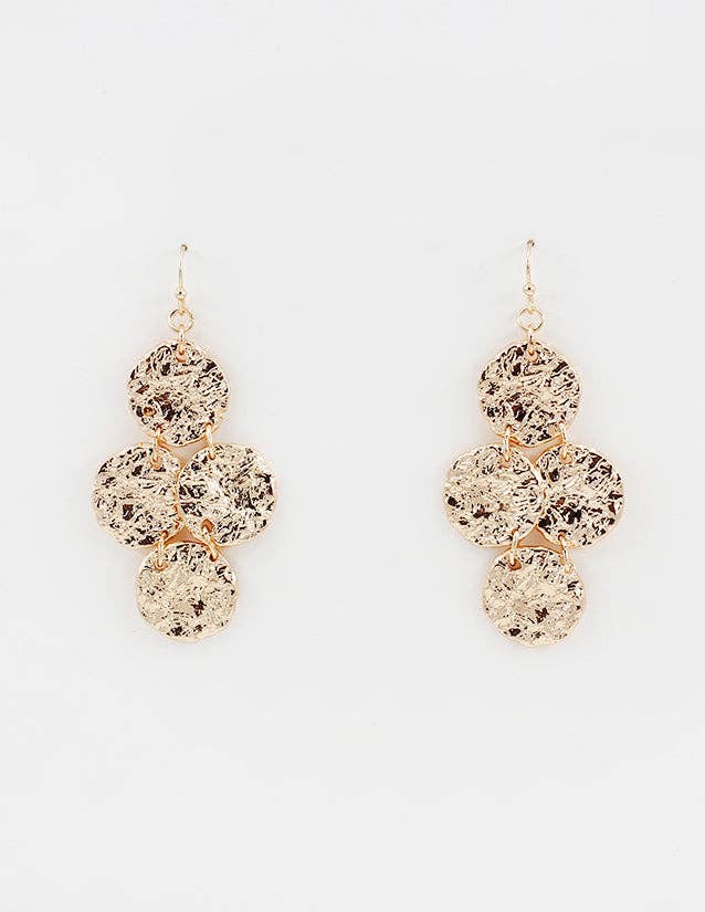 Hammered Gold Circle Drop Earrings