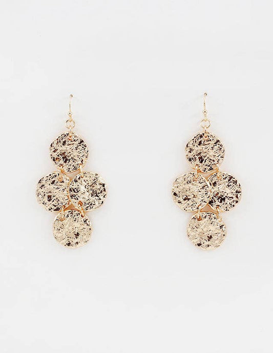 Hammered Gold Circle Drop Earrings